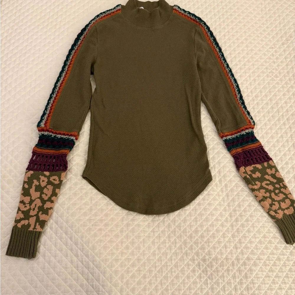 Free People Switch It Up Crochet-Trim Thermal Top - Picture 2 of 6